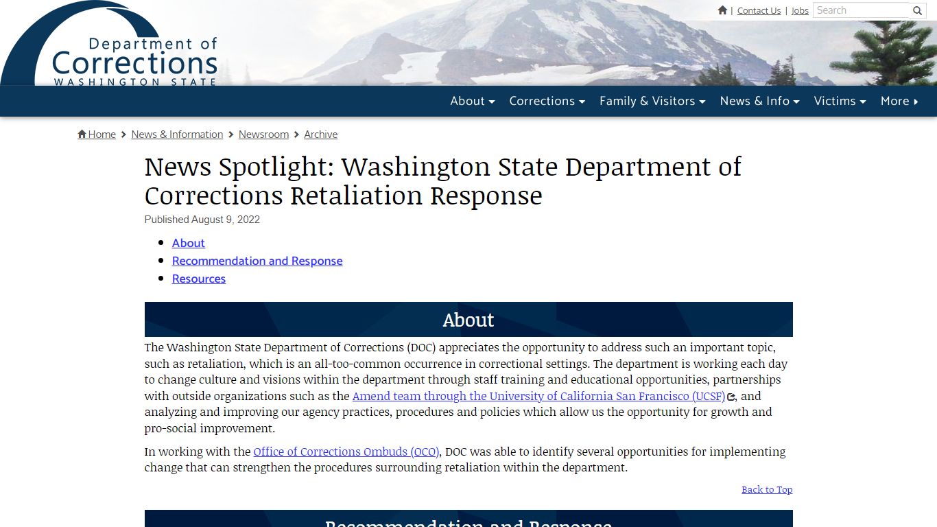 News Spotlight: Washington State Department of Corrections Retaliation ...